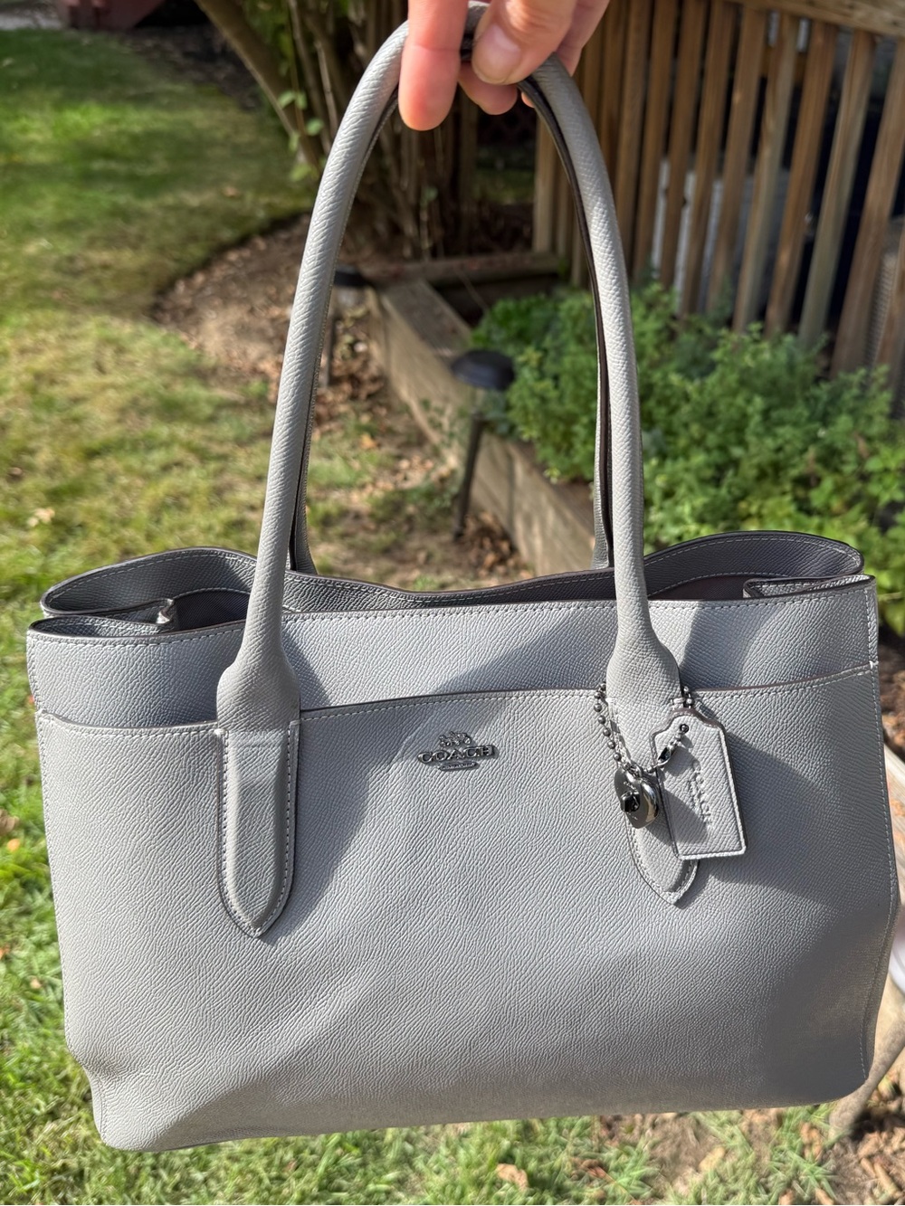 Coach Bailey Carryall Gray crossgrain leather